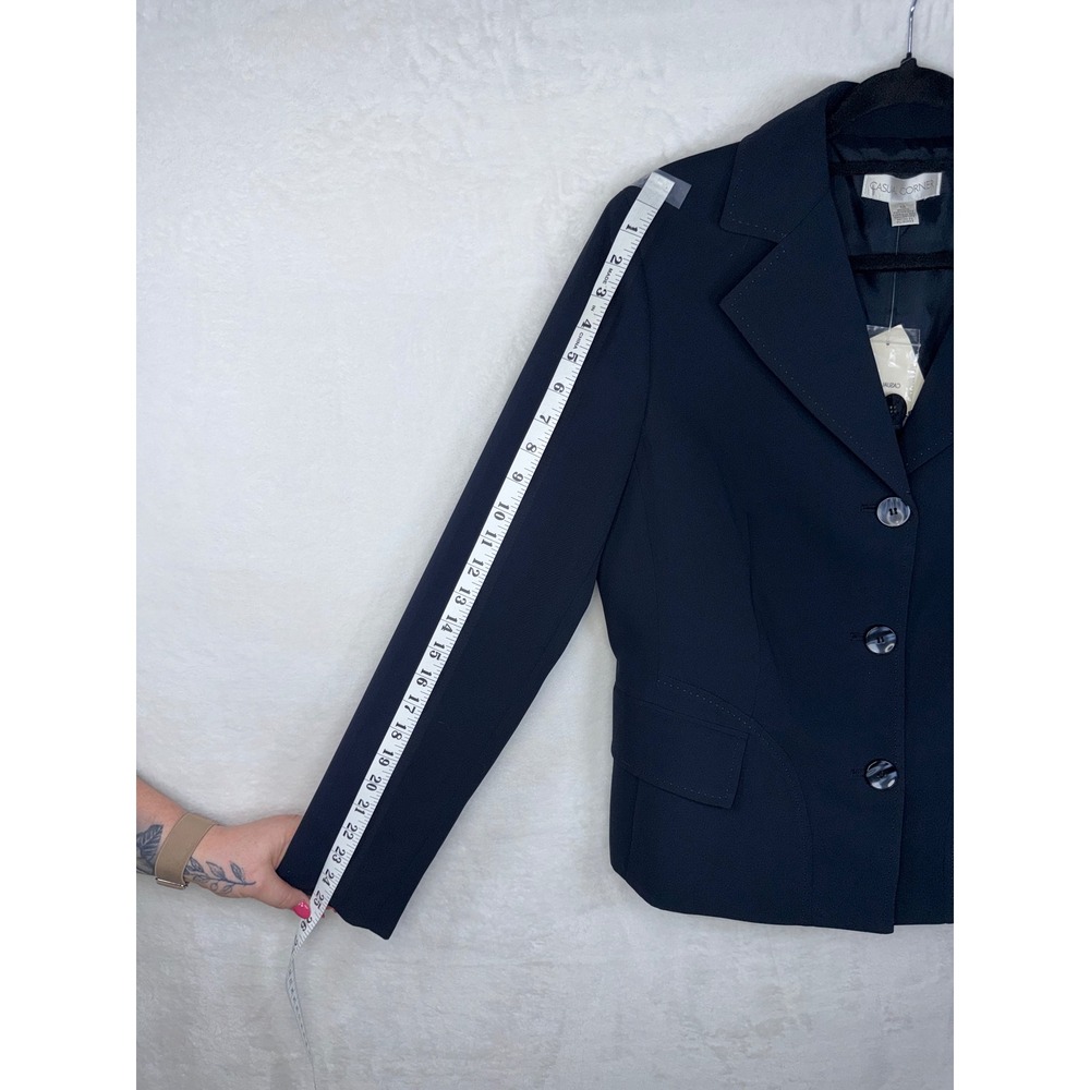 Casual Corner Navy Blue 3 Button Blazer Jacket Womens Size 12 NWT‎ 03121-0686C - Picture 3 of 9